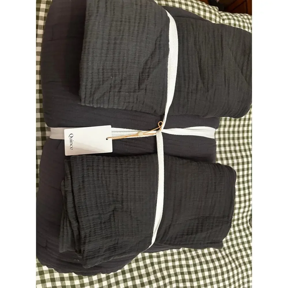 Organic Cotton Gauze Dream Quilt Set in Charcoal - 4 pieces total